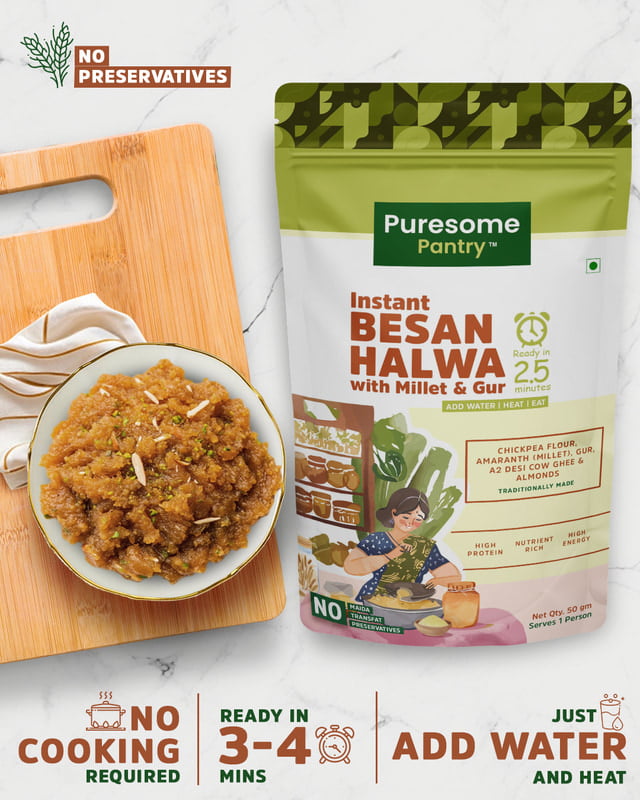 Instant Besan Halwa with Millet & Gur Instant Besan Halwa with Millet & Gur