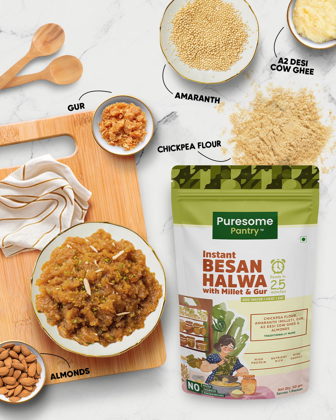 Instant Besan Halwa with Millet & Gur Instant Besan Halwa with Millet & Gur